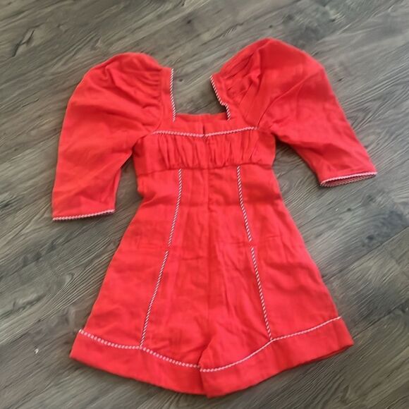 FARM Rio Red Puff Sleeve Romper - Picture 8 of 8